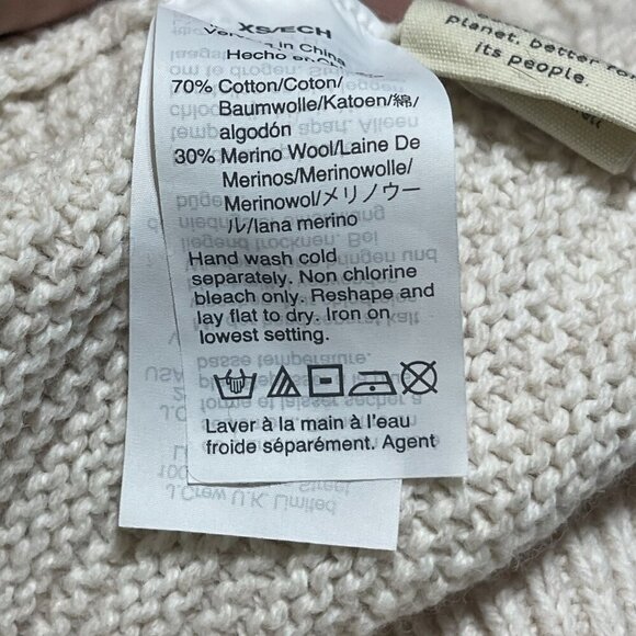 Madewell Ruffle Mock Neck Sweater Cream Puff Sleeve Ruffle Cuff Size XS Extra Sm - Picture 7 of 7